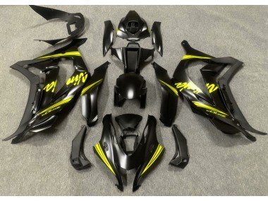 Noir Satiné & Jaune 2016-2019 Kawasaki ZX10R Carénage Moto