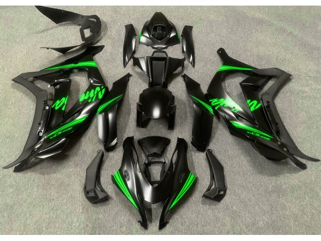 Noir Satiné & Vert 2016-2019 Kawasaki ZX10R Carénage Moto