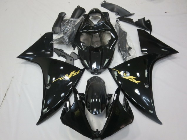 Or Noir Brillant 2009-2011 Yamaha R1 Carénage Moto