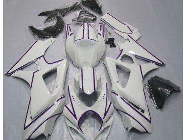 Rayure Épingle Violet Blanc Brillant 2007-2008 Suzuki GSXR 1000 Carénage Moto