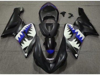 Requin Noir Mat & Bleu 2005-2006 Kawasaki ZX6R Carénage Moto