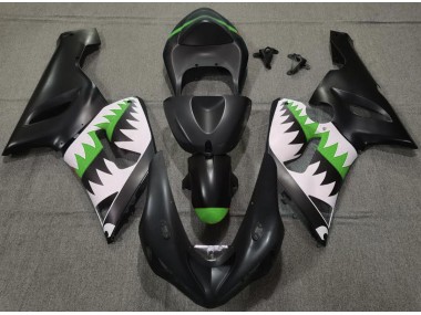 Requin Noir Mat & Vert 2005-2006 Kawasaki ZX6R Carénage Moto