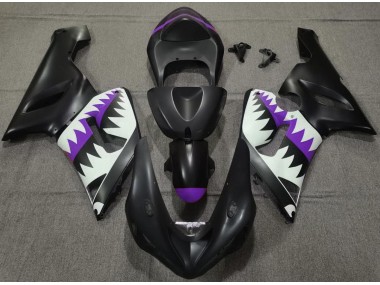 Requin Noir Mat & Violet 2005-2006 Kawasaki ZX6R Carénage Moto