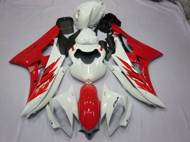 Rouge & Blanc 2006-2007 Yamaha R6 Carénage Moto