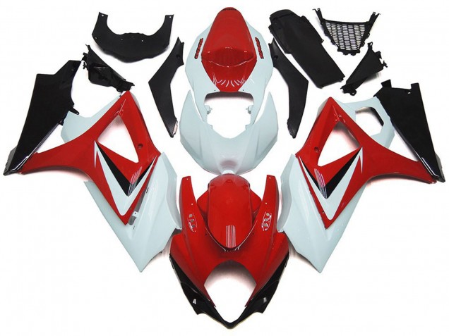 Rouge Brillant Avec Style Blanc OEM 2007-2008 Suzuki GSXR 1000 Carénage Moto