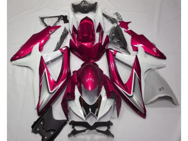 Rouge Brillant & Blanc 2008-2010 Suzuki GSXR 600-750 Carénage Moto