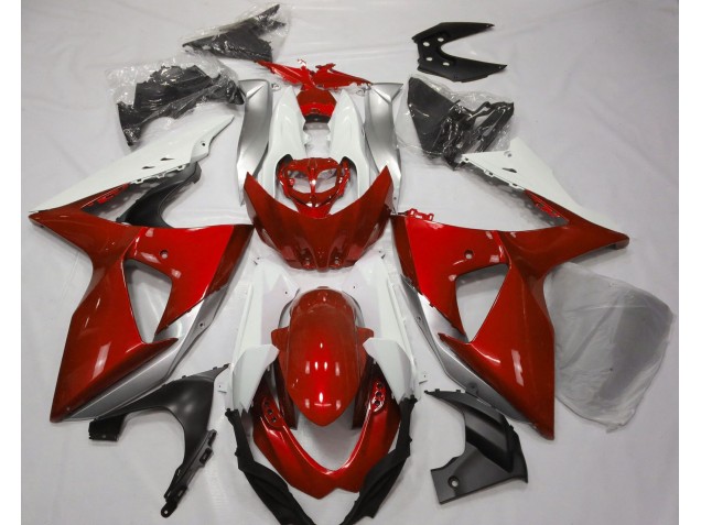 Rouge Brillant & Blanc 2009-2016 Suzuki GSXR 1000 Carénage Moto