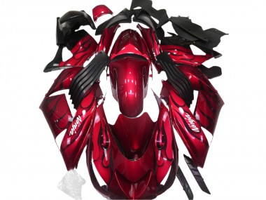 Rouge Brillant & Flamme 2006-2011 Kawasaki ZX14R Carénage Moto