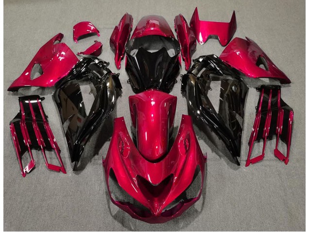 Rouge Brillant & Noir 2012-2021 Kawasaki ZX14R Carénage Moto