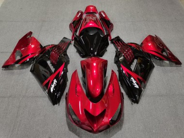 Rouge Feu & Noir 2006-2011 Kawasaki ZX14R Carénage Moto