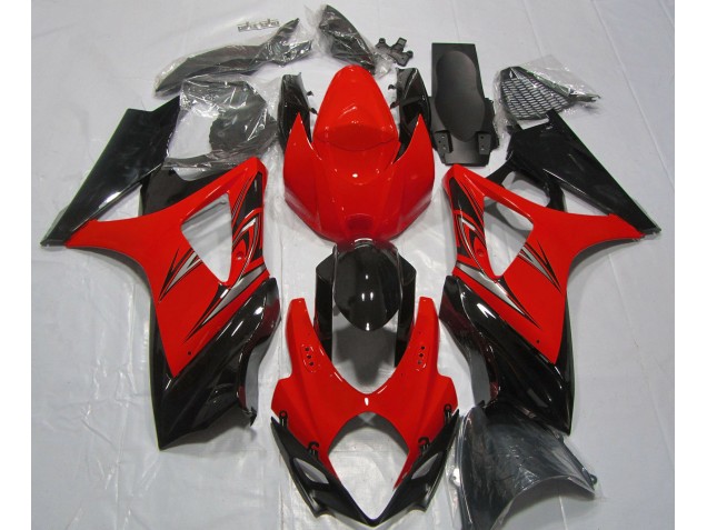 Rouge Lave & Noir 2007-2008 Suzuki GSXR 1000 Carénage Moto