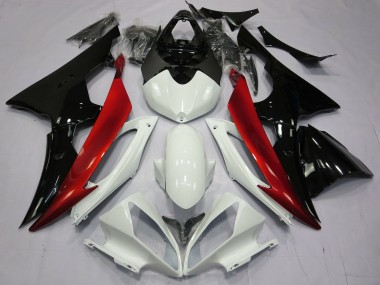 Rouge Noir & Blanc 2008-2016 Yamaha R6 Carénage Moto