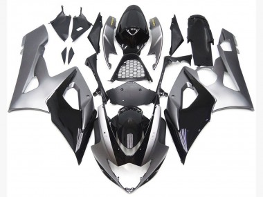 Style Argent & Noir Brillant 2005-2006 Suzuki GSXR 1000 Carénage Moto