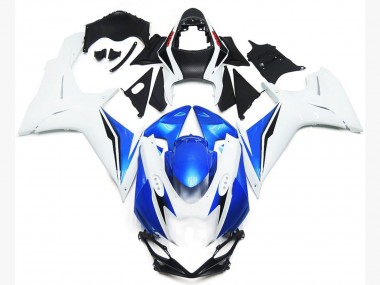 Style Blanc Brillant & Bleu 2011-2024 Suzuki GSXR 600-750 Carénage Moto