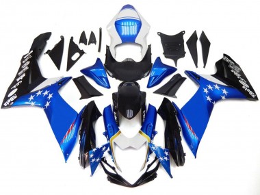 Style Bleu Avec Des Étoiles Rouges 2011-2024 Suzuki GSXR 600-750 Carénage Moto