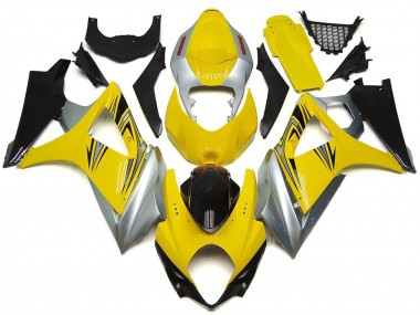 Style Jaune & Argent OEM 2007-2008 Suzuki GSXR 1000 Carénage Moto