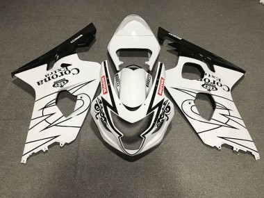 Style Noir & Blanc Brillant Corona 2004-2005 Suzuki GSXR 600-750 Carénage Moto