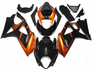 Style Orange & Noir Brillant 2007-2008 Suzuki GSXR 1000 Carénage Moto