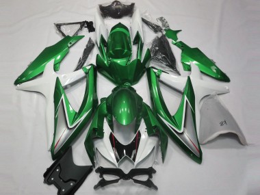 Vert Brillant & Blanc 2008-2010 Suzuki GSXR 600-750 Carénage Moto