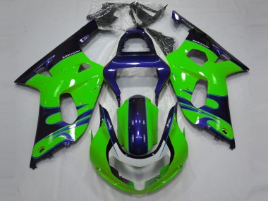 Vert Brillant & Bleu 2001-2003 Suzuki GSXR 600-750 Carénage Moto