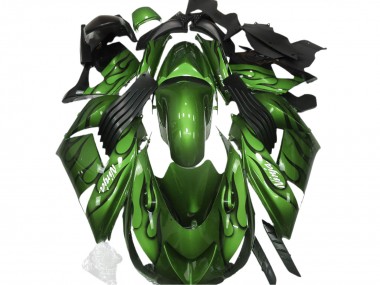 Vert Brillant & Flamme 2006-2011 Kawasaki ZX14R Carénage Moto