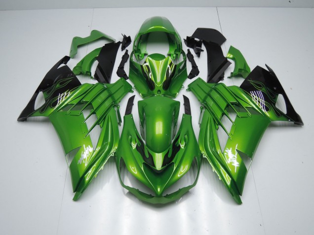 Vert Flamme 2012-2021 Kawasaki ZX14R Carénage Moto