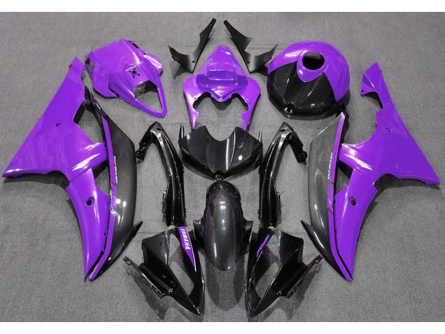 Violet Brillant & Fibre De Carbone 2008-2016 Yamaha R6 Carénage Moto