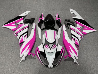 Zag Rose Blanc & Noir 2009-2012 Kawasaki ZX6R Carénage Moto