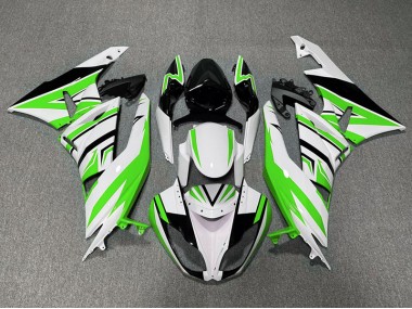 Zag Vert Blanc & Noir 2009-2012 Kawasaki ZX6R Carénage Moto